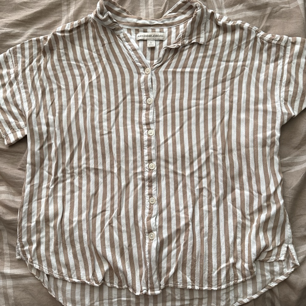 Atacac Brown Striped Short Sleeve Top